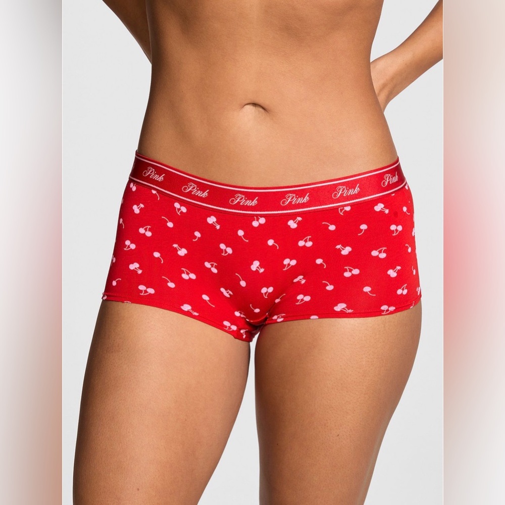 PINK VICTORIAS SECRET LOGO COTTON BOYSHORT PANTY